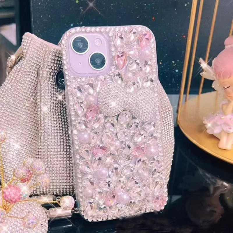 샤오미 레드미 노트 14 13 12 11T 10 9 8 프로 플러스 14S 11 SE 12S 10S 9S 9T 7 보우 블링 라인스톤 블링 폰 케이스