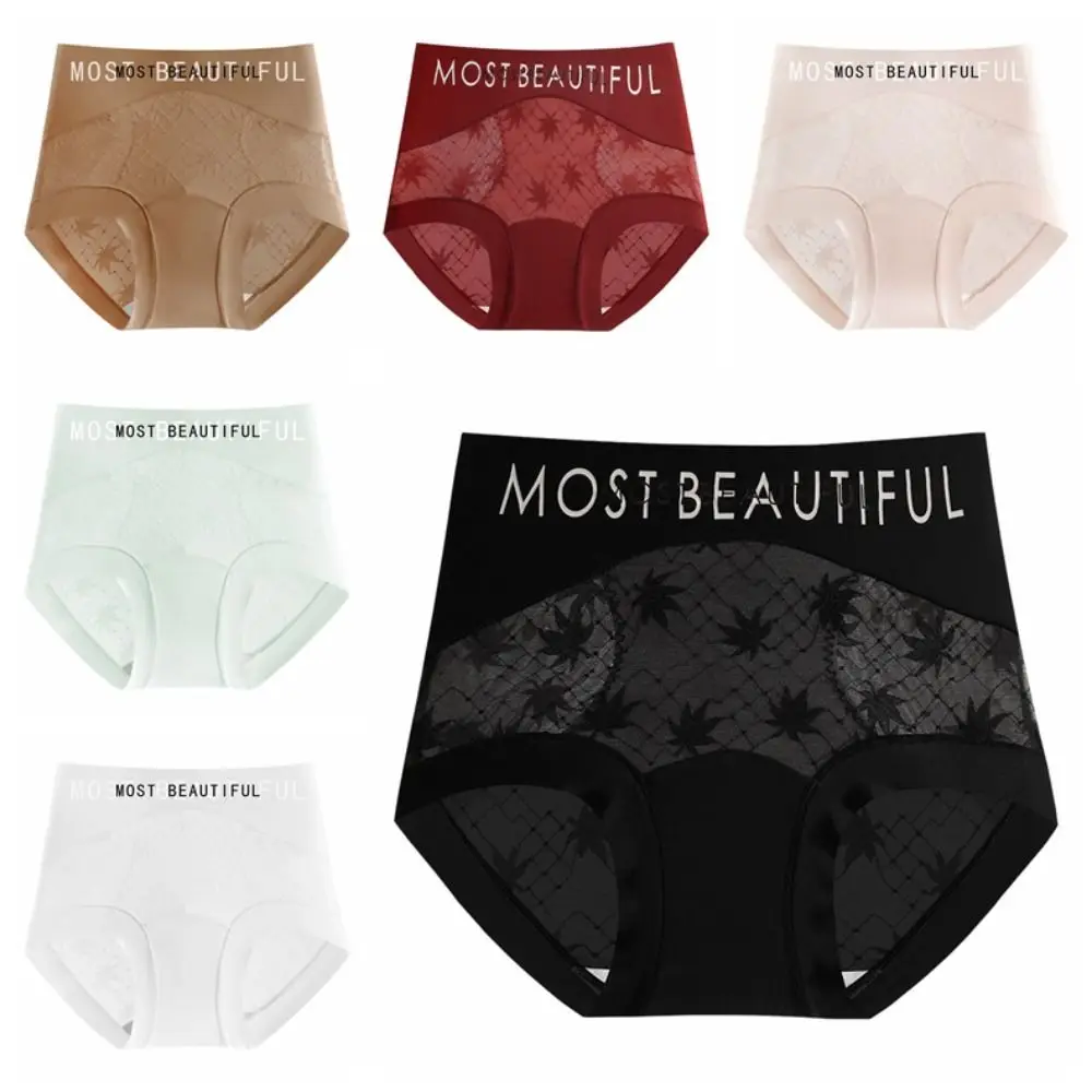

4Pcs Ultra-thin Lace Flower Briefs Transparent Mid Waist Lace Mesh Panties Cotton Crotch Lingerie Underwear for Women Lady