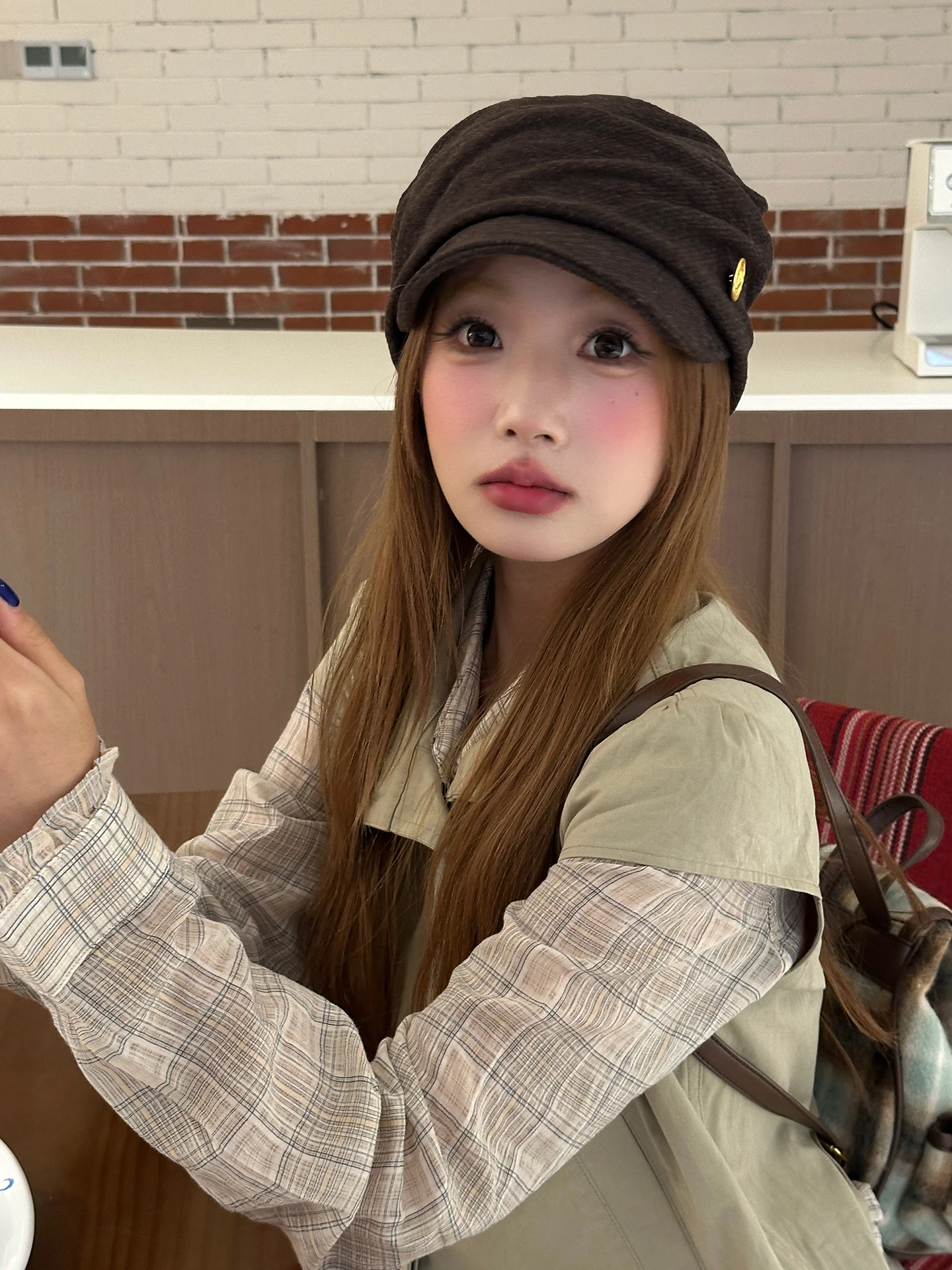 Elegant Gold Label Folded Octagonal Beret Hat for Women Early Autumn Fashion Small Face Painter Caps Retro Style round Top