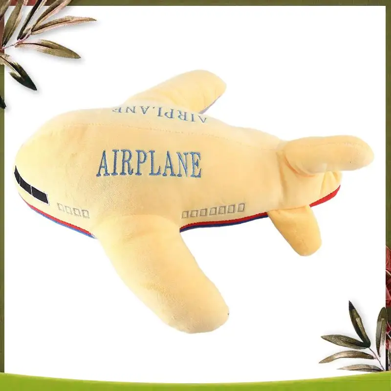 

ABOU-New 40Cm Simulation Airplane Plush Toy Kids Sleeping Cushion Soft Airplane Stuffed Pillow Doll Yellow