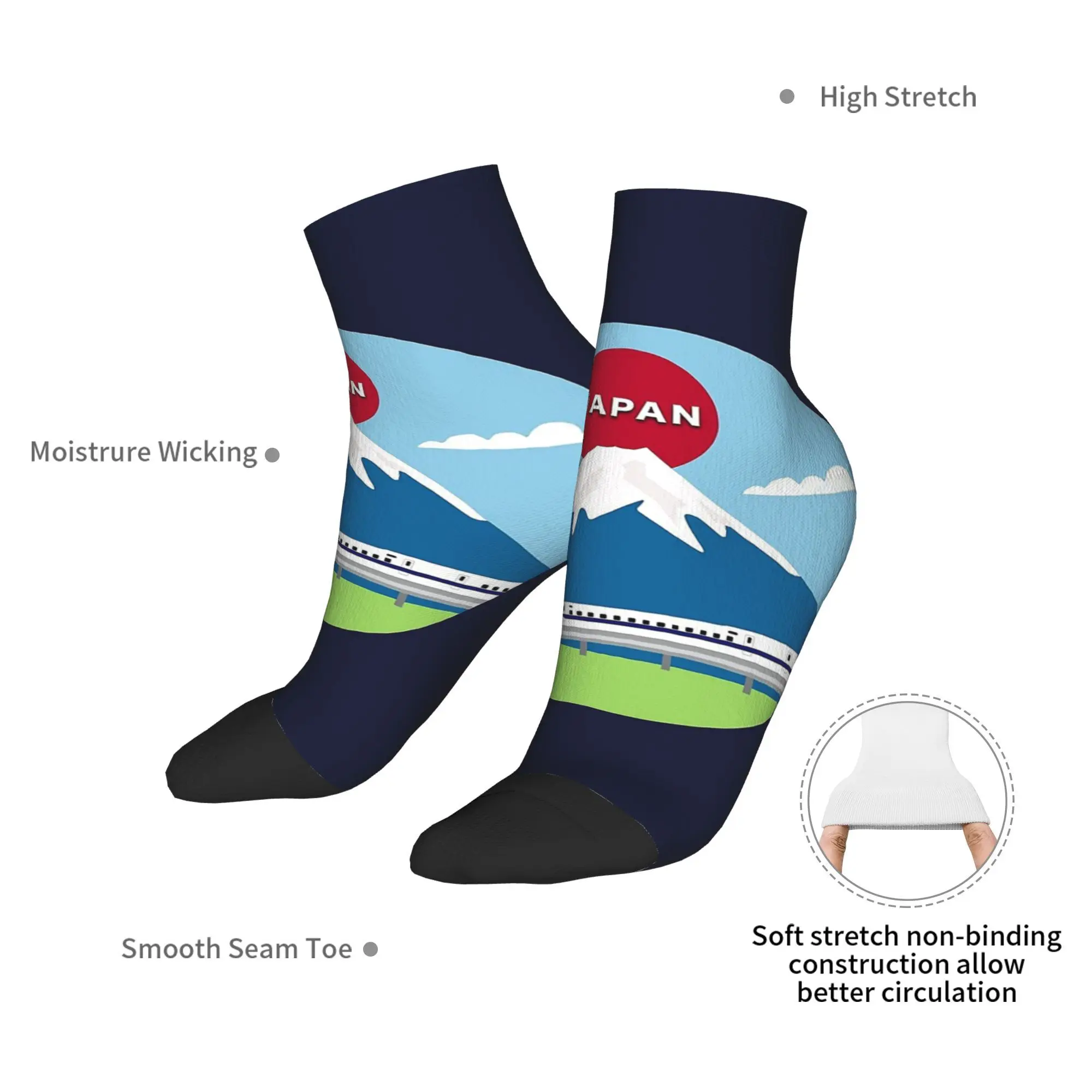 ถุงเท้าลายรถไฟความเร็วสูงญี่ปุ่น ถุงเท้าฮาราจูกุ ถุงเท้าซับเหงื่อ ถุงเท้าทุกฤดู อุปกรณ์เสริมสำหรับผู้ชายและผู้หญิง