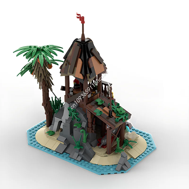 538PCS MOC Pirate Shipwreck Island Remake Modular Model Building Blocks Stacking Bricks Creative Educational Toys Kid Gift Diy