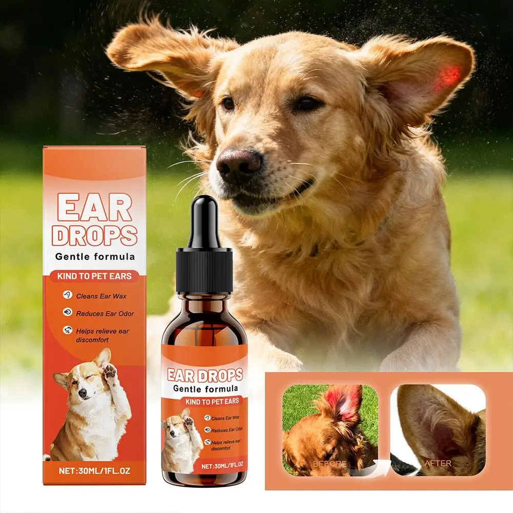 قطرات العناية بالأذن للكلاب الأليفة للعناية اليومية، وتنظيف لطيف من شمع الأذن، وقطرات تنظيف الأذن المهدئة لإزالة الرائحة #1