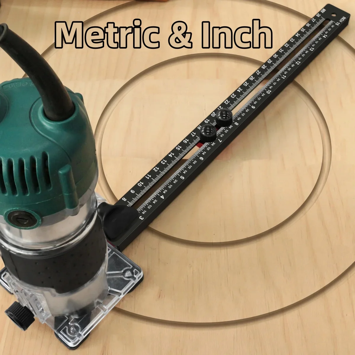 

3 in 1 Aluminum Router Milling Groove Bracket, Combination of MM & IN Woodworking Cutting and Milling Circular Auxiliary Tool