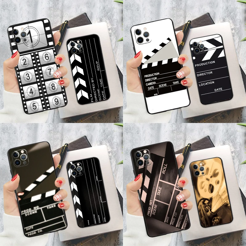 Film Movie Clapperboard Clapper Board Soft Case For iPhone 16 Pro Max 13 12 Mini XS Max X XR 11 15 Pro Max 14 Plus Back Cover