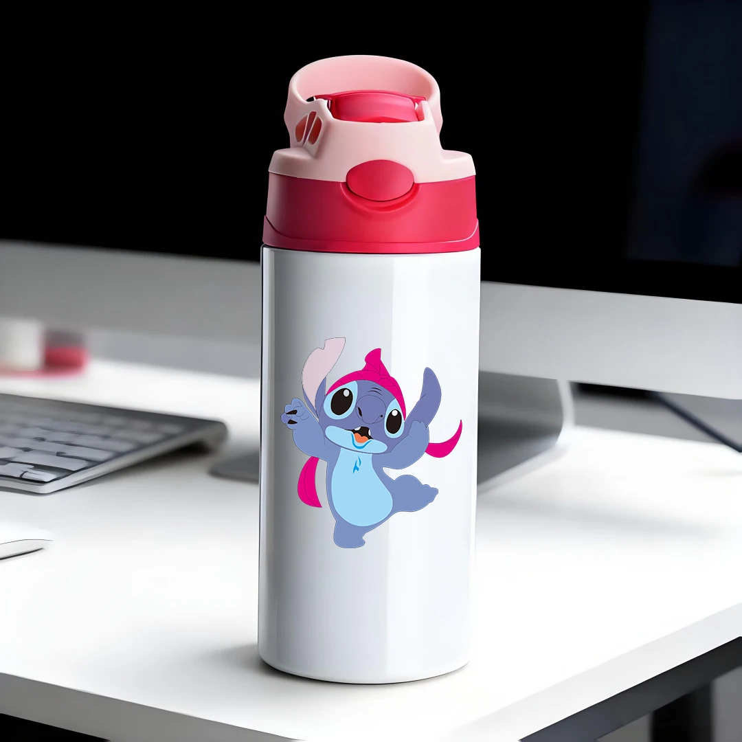 

Disney Mickey Mouse Insulated Cup Stich Cartoon Pink Scarf Big Eyes Dance Energetic Cartoon Straw Cup 304 Stainless Steel C