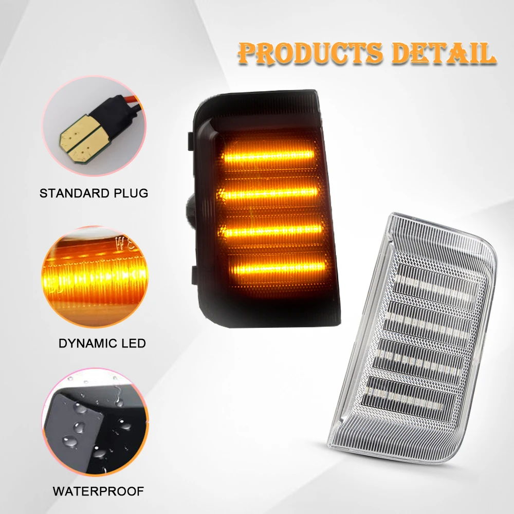 48SMD Dynamic Amber Side Mirror Indicator Turn Signal LED Lights For Fiat Ducato Peugeot Boxer Citroen Jumper Relay 2006-2019