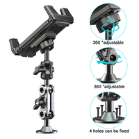 Car Phone Holder Aluminum Heavy Duty Drill Base Tablet Holder Car Mount Dashboard 360° Adjustable 2-Stage Stand for 4.7-13\