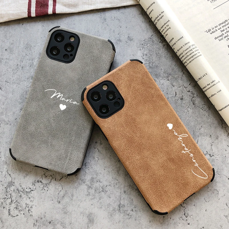 تخصيص اسم الحب القلب الجلود قضية الهاتف آيفون 13 برو ماكس 11 12 X XS XR 7 8 Plus غطاء حماية عدسة كاملة أفضل هدية