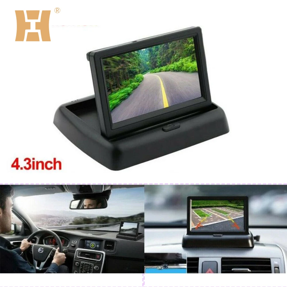 

Foldable 4.3 Inch Anti-glare Color LCD TFT Rear View Monitor Screen Monitor Car Rear View Reverse Night Vision Backup Camera Kit