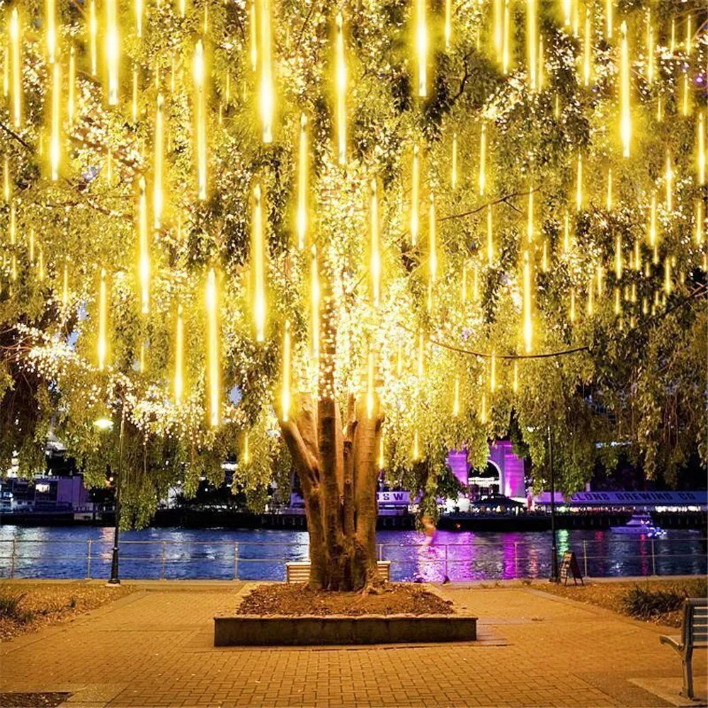 

1/2/3/4pc 30/50cm EU/US Plug Meteor Shower Rain LED String Lights for Outdoor Holiday Christmas Tree Wedding Decoration