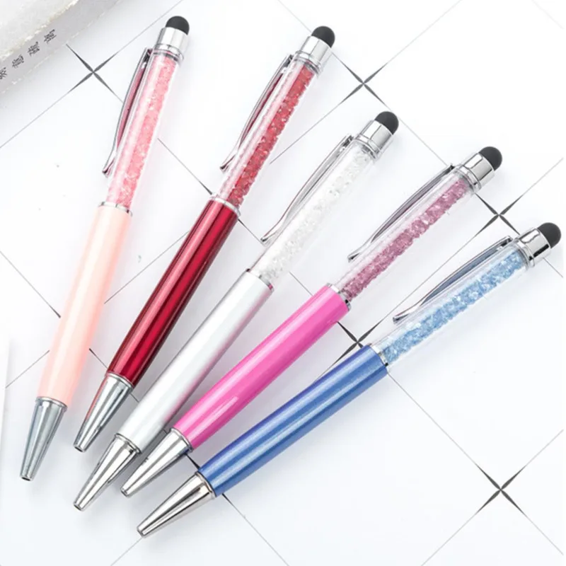 26 Colors Metal Crystal Ballpoint Pen Stylus Touch Luxury Stationery Office School Supply Spinning Ellen Brook Telescopic Gift