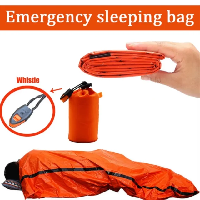Portable Waterproof Emergency Survival Sleeping Bag Outdoor Camping Gear Thermal Sack First Aid Rescue Kit Mylar Blanket