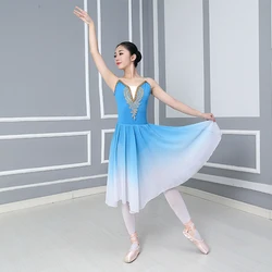 Vestido de Ballet largo de gasa para niña, tutú de Ballet para adultos y niños, ropa de práctica de fiesta, disfraces de baile moderno, tutú de bailarina para niños