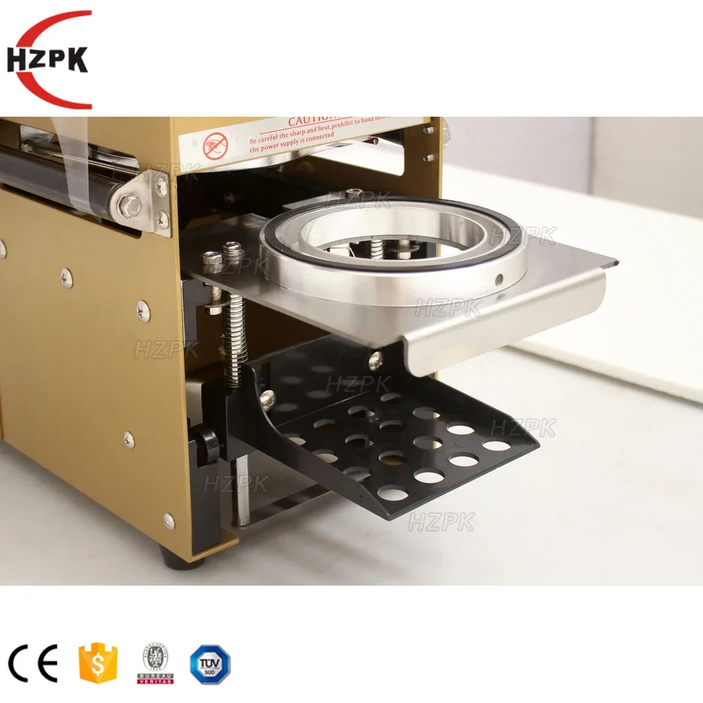 HZPK 95mm Automatic Bubble Boba Tea Plastic Pet Cup Film Lid Sealer Sealing Machine