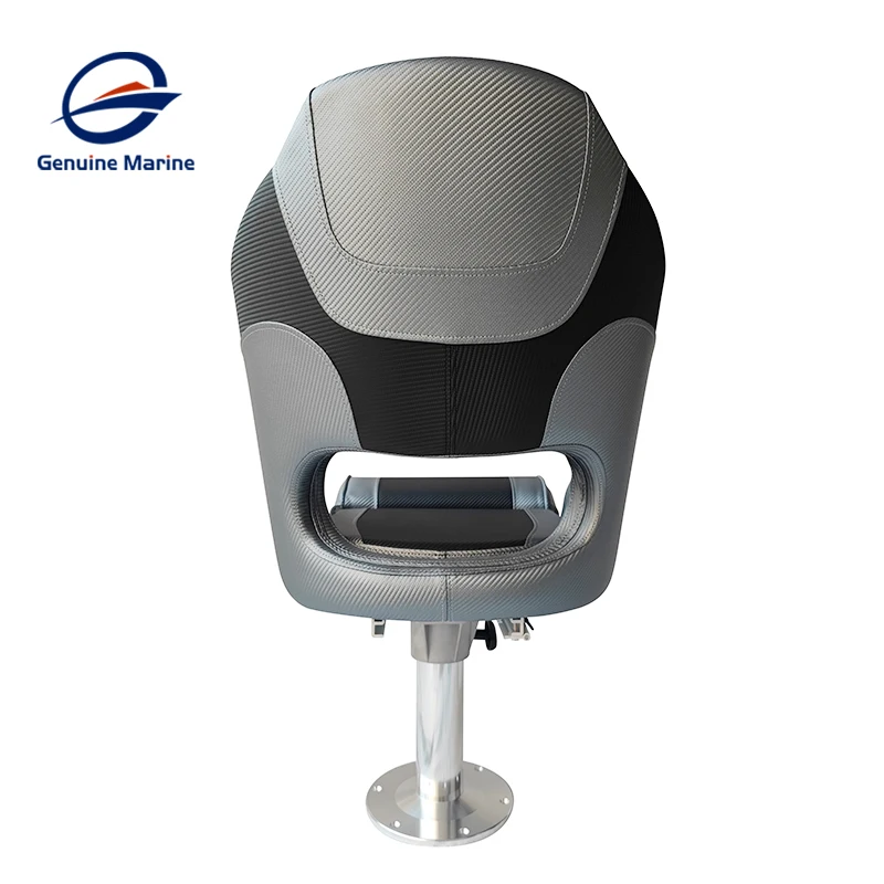 Genuine Marine OEM Complete Set Passenger Pontoon Flip up Cushions Folding Captain Seat With Pedestal for Boat Yacht