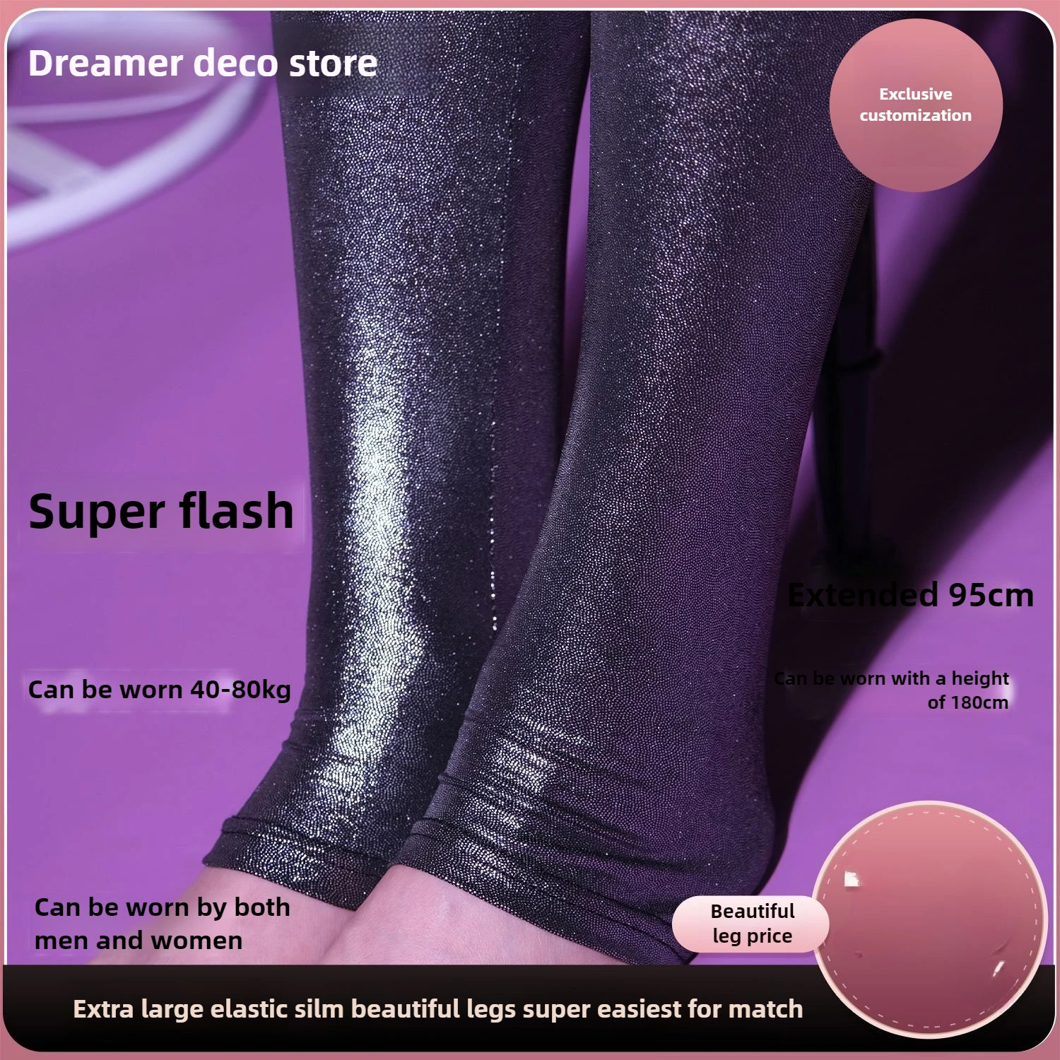 Leggings lucidi per donne alte da uomo Pantaloni elasticizzati scintillanti Pantaloni lunghi sexy a vita alta lucidi Leggings push up