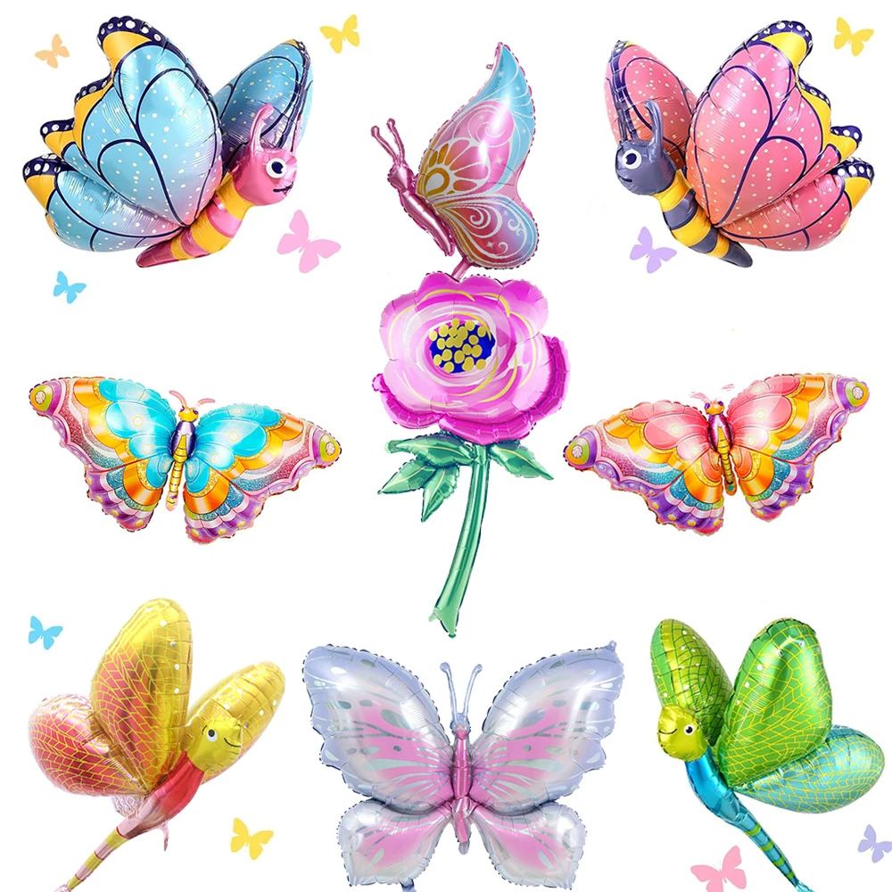 Butterfly Birthday Party Decorations Large Foil Butterfly Balloons for Girls Fairy Party Wedding Supplies Baby Shower Kids Gifts