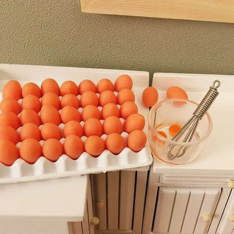 Ovo em miniatura com bandejas de ovo modelo 1:12 escala mini cozinha comida casa de bonecas acessórios casa de boneca diy jogo de cozinha brinquedos de comida