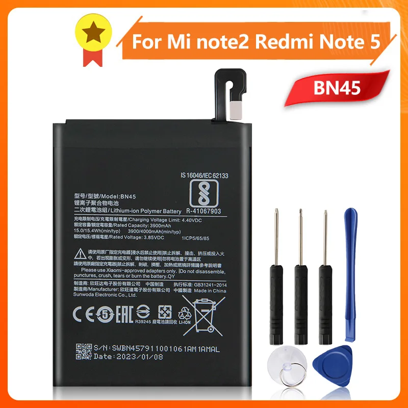 BN45 Phone Battery For Xiao mi note5 Redmi Note 5 Redrice Note5 BN45 4000mAh New Replacement Battery + Tool