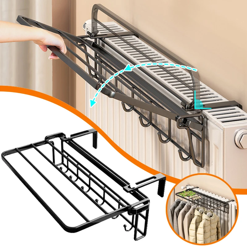 

Heating Towel Rail Hanging Rack Carbon Steel 34/45/55cm Cloth Hanger Storage Holder No Drilling for Heating Radiator Towel Rack