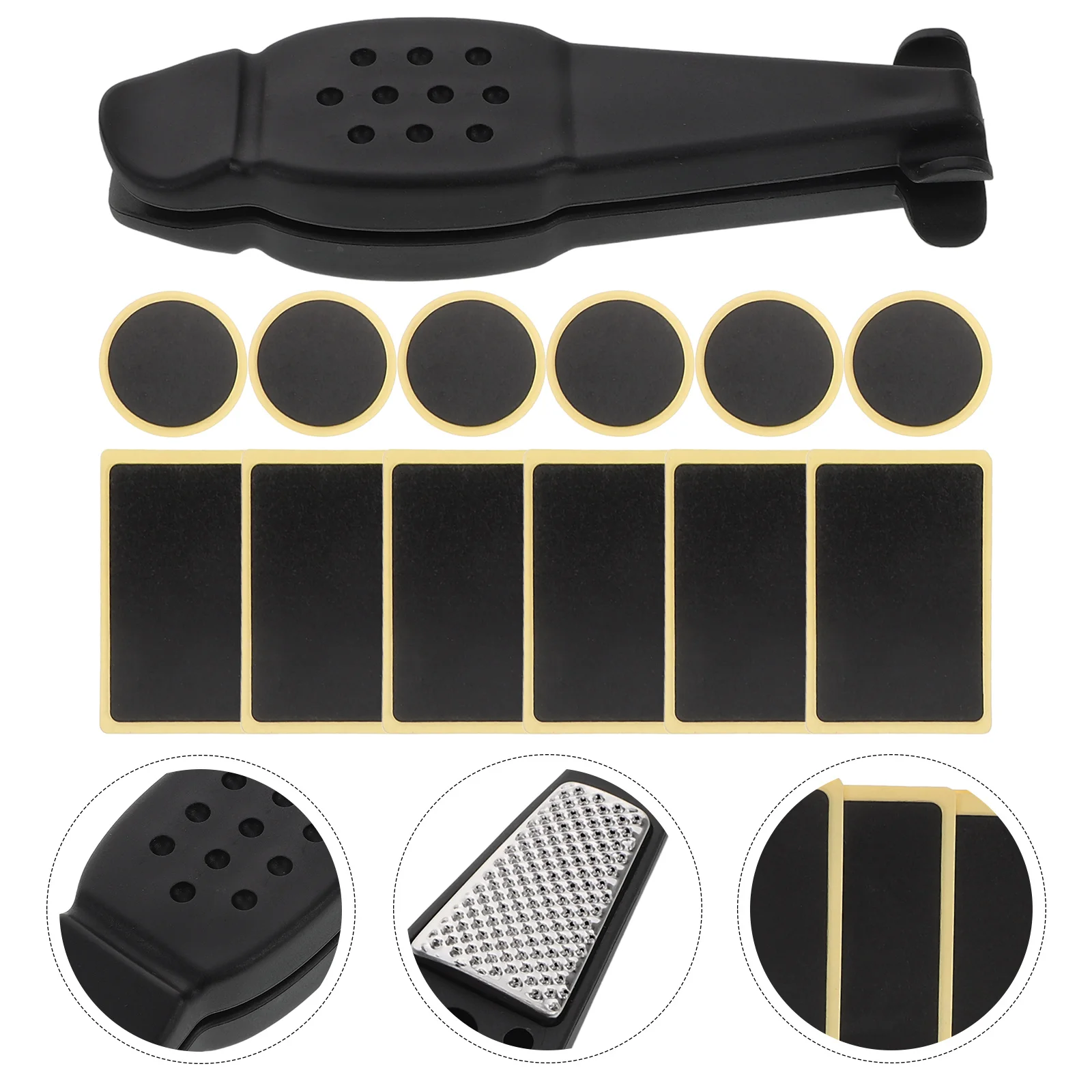 

1Set Bicycle Tire Patch Repair Kit Easy-to-Use with Bulk Replacement Patches Fits All Inner Tubes Lightweight Travel-Friendly