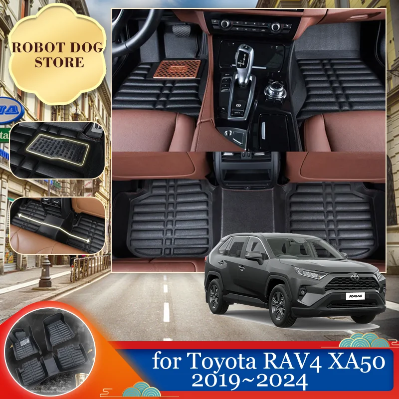 

Car Leather Floor Mat for Toyota RAV4 XA50 2019~2024 2020 2021 2022 Waterproof Foot Inner Liner Carpet Pad Custom Rug Accessorie