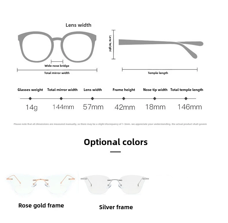 2025 Neue Modische Rahmenlose Hochmoderne Damen-Kurzsichtigkeitsbrille Ultraleichte Neutrale Elegante Luxus Anti-Blaulicht-Brille – Detail 8