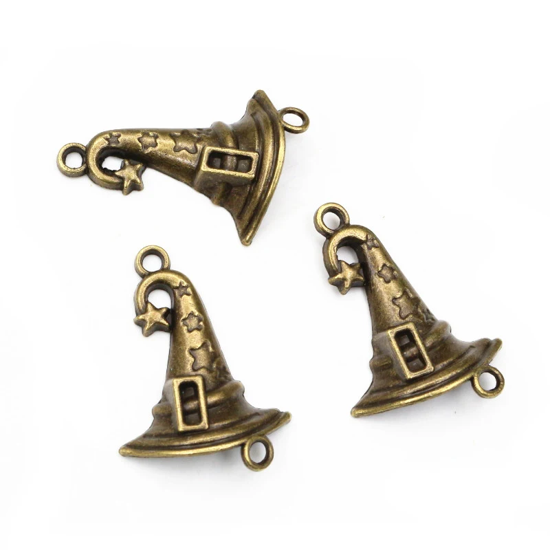 36x28mm 5pcs Antique Bronze Silver Plated Magic Hat Handmade Charms Pendant:DIY for bracelet necklace