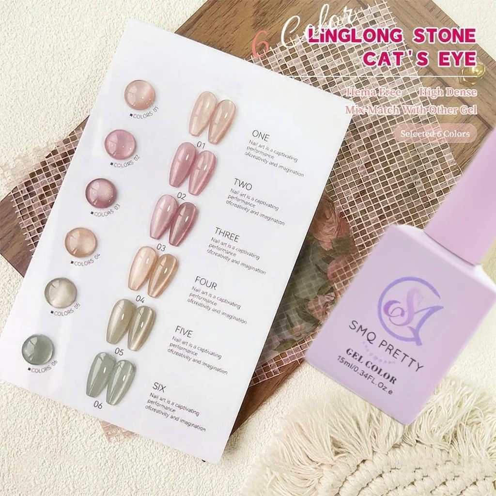

6 Colors Magnetic Cat Eye Gel Nail Polish Set Pink UV LED Soak Off Gel Varnish Crystal Cat Eye Gel Lacquer