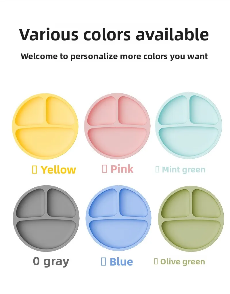 

Baby Silicone Plate Integrated Eating Training Tableware Infant and Child Grid Supplementary Eating Suction Cup Bowl