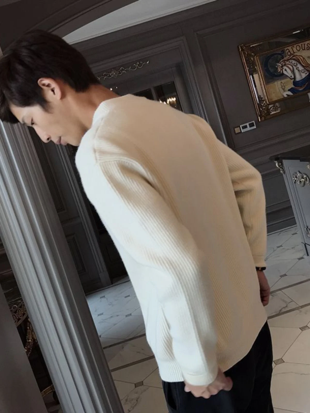 

Men's Casual Knitted Cardigan Jaet Pure Color Simple Sle Autumn Winter New Arrival Faionable Long Sve Zipper Closure