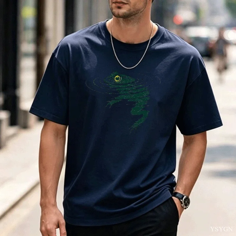 Frog Swimming T-Shirt Summer Men Women Funny Animal Graphic Tee Elastic Casual Short Sleeve Breathable Round Neck Tshirt Tops
