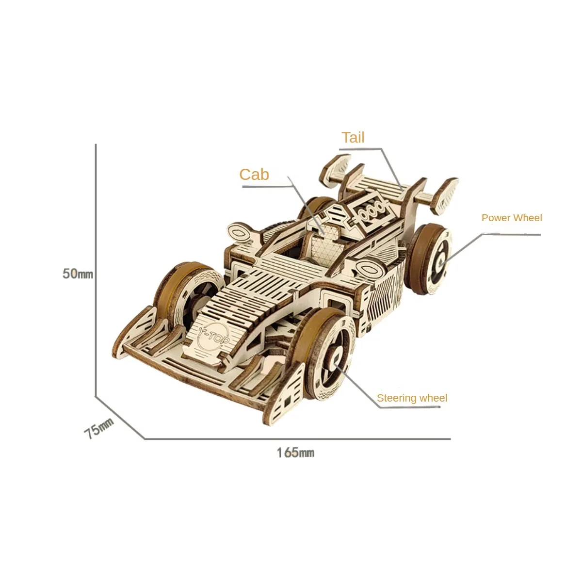 Rompecabezas mecánico de coches de carreras F1 de madera, Kit de bloques de construcción de ensamblaje 3d, controlador por banda de goma movible