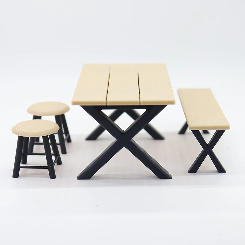 1 set 1:12 tavoli in miniatura per casa delle bambole sgabello rotondo sedia da campeggio esterna modello arredamento giocattolo accessori per casa delle bambole