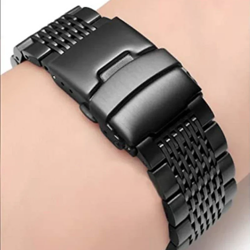 18 ミリメートル 20 ミリメートル 22 ミリメートル 24 ミリメートル固体ステンレス鋼ストラップセイコーダイビングメッシュ時計バンド折りたたみバックルつや消しポリッシュクラスプブレスレット