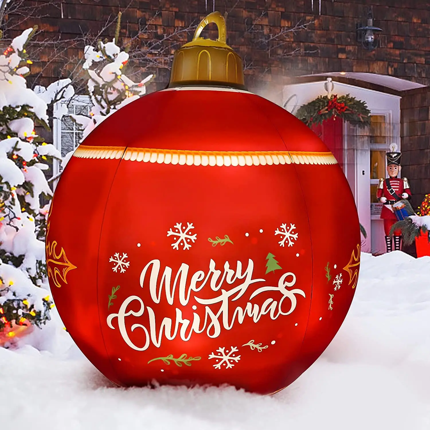 Outdoor Christmas Decoration 60CM Inflatable PVC Big Balls with Rechargeable LED Light Remote Contol LED Toy Ball Xmas Decor