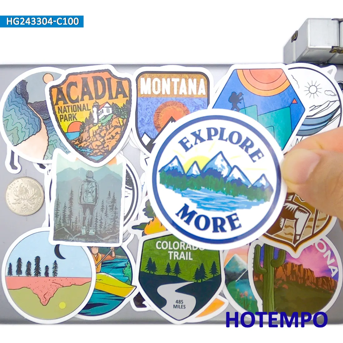100 sztuk, Naklejki na zewnętrzną przygodę, Piesze wycieczki, wspinaczka, biwakowanie, styl podróżowania, do laptopa samochodowego telefonu motocyklowego, Zabawny pakiet naklejek