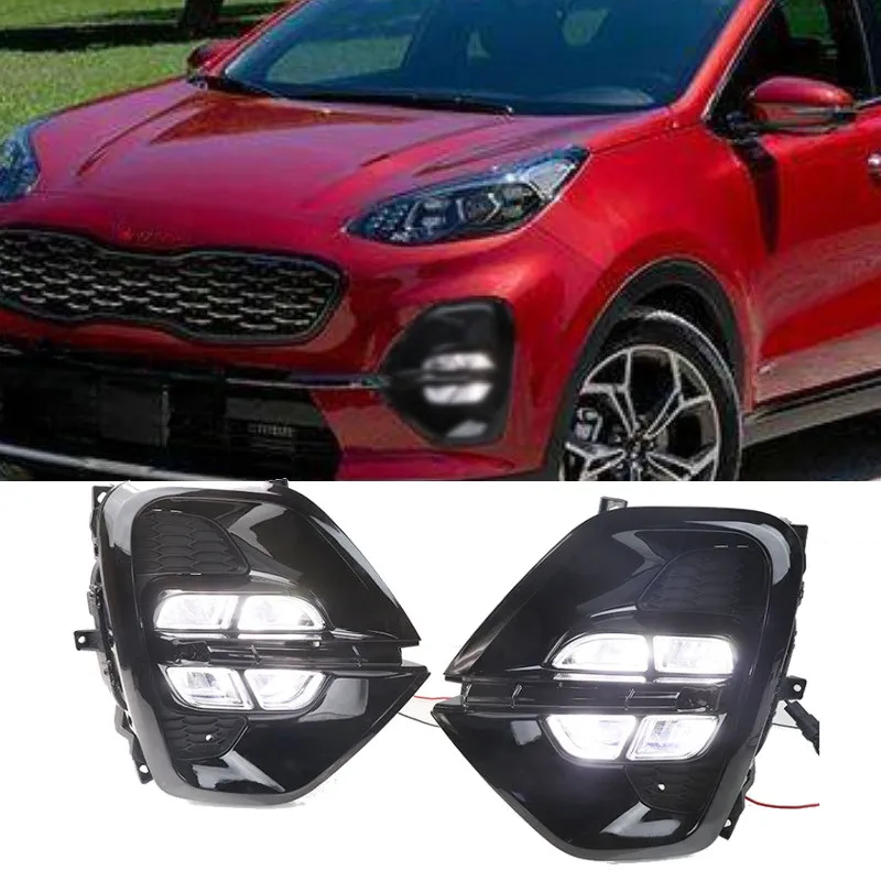 

LED Fog Lamp Front Bumper Driving Lights For KIA Sportage KX5 2018 2019 2020 Eco Dynamic Daytime Running Light 12V Daylights