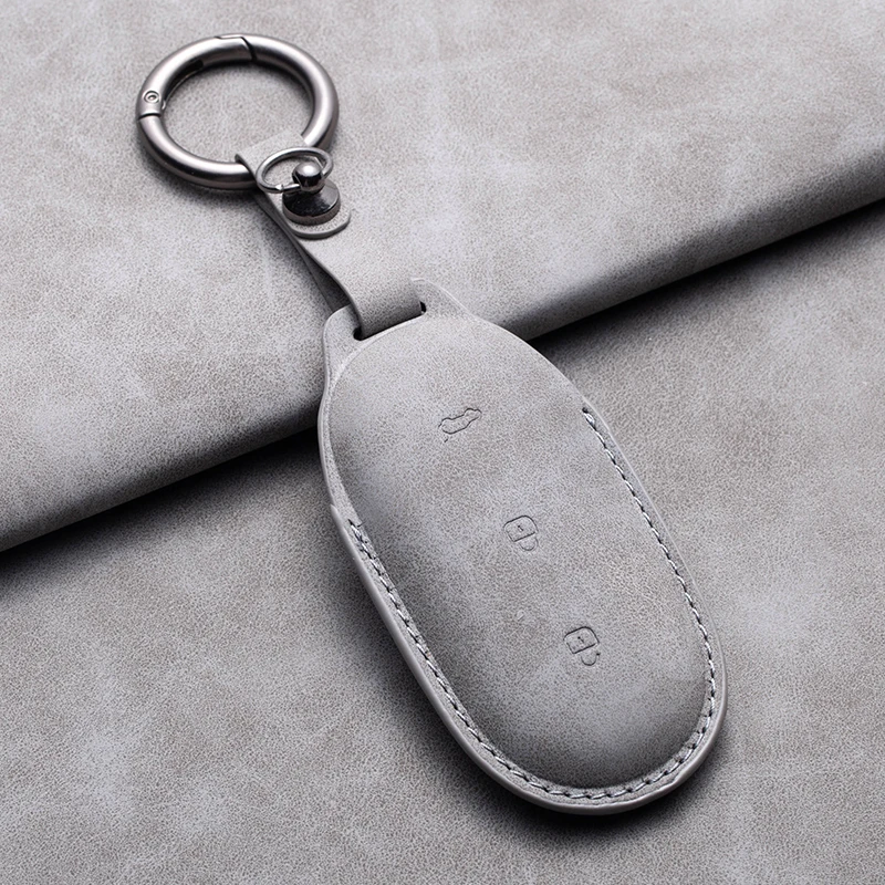 Suede Leather Car Smart Key Fob Case Cover For Leading Ideal One Li Auto L9 For Li Lixiang L7 L8 2022 2023 Keychain Accessories