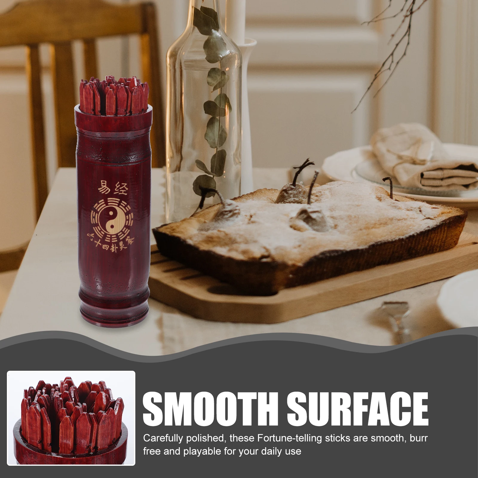 Chinese Divination Sticks Set Bucket Book Prop Smooth Portable Design for Home Office Temple Family Gatherings