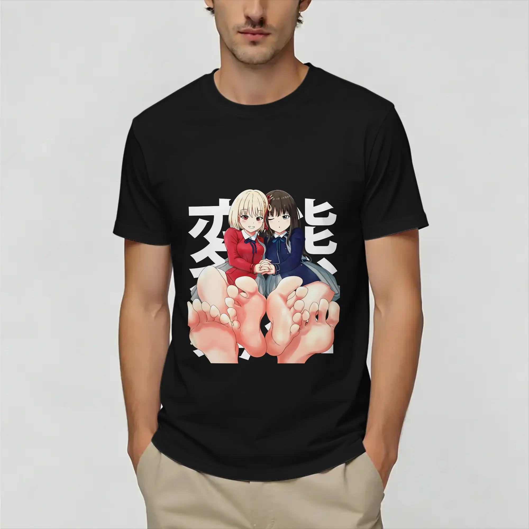 Lycoris Recoils  T-Shirt Summer  Harajuku T-Shirts Men Pure Round Neck Plus Size 5XL Top Tees Short Sleeve Street Style Tops