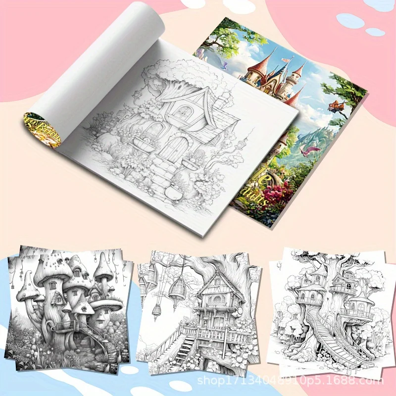 

Книжка-раскраска Fantasy Fairy Castle Design для взрослых — 20 листов, плотная бумага премиум-класса, смешанные цвета и эмоциональное освобождение
