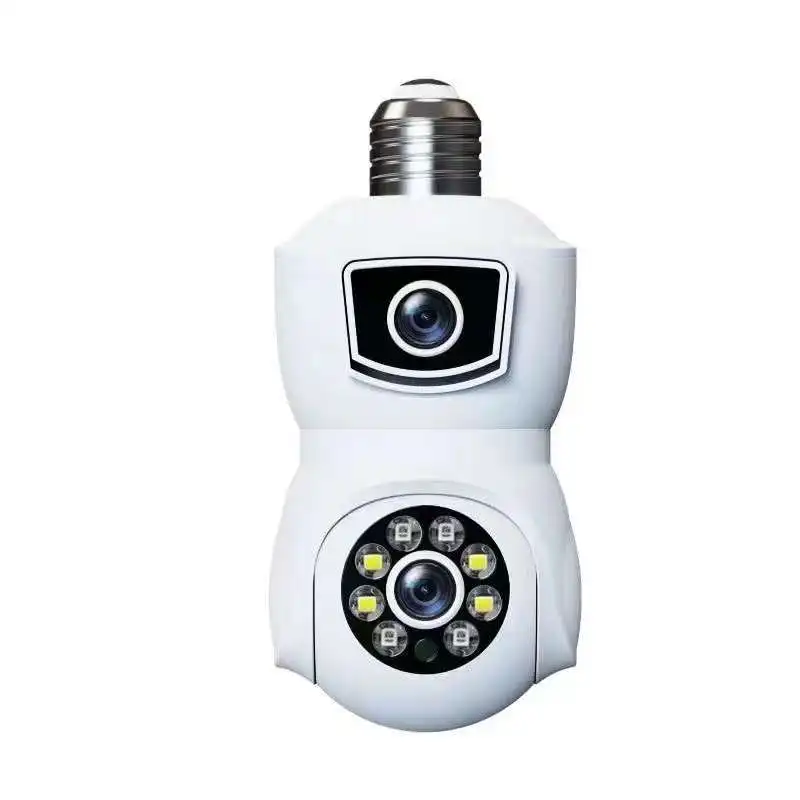 4MP V380/Yoosee APP عدسة مزدوجة E27 مصباح رئيس المقبس كامل اللون اللاسلكية PTZ IP كاميرا بشكل قبة الاتصال الداخلي الأمن CCTV مراقبة الطفل