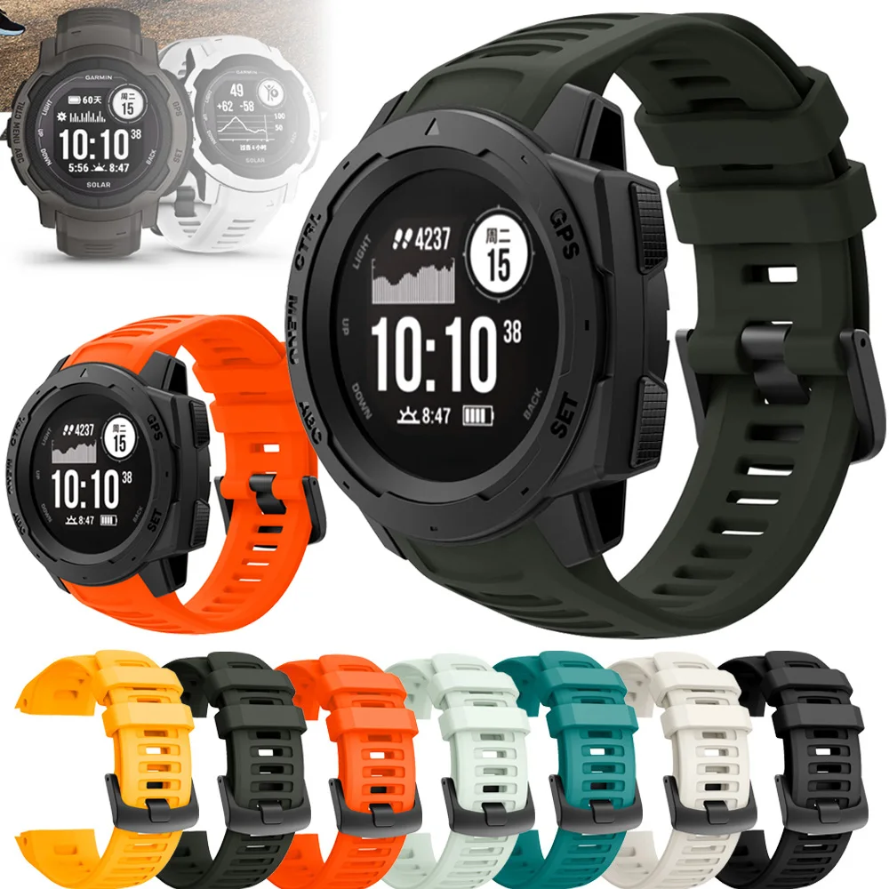 Dành Cho Garmin Bản Năng 2/Bản Năng Chiến Thuật Năng Lượng Mặt Trời Triều Điện Kép Ban Đầu Dây Đeo Dây Đeo Đồng Hồ Dây Silicone Vòng Tay Khóa Đen