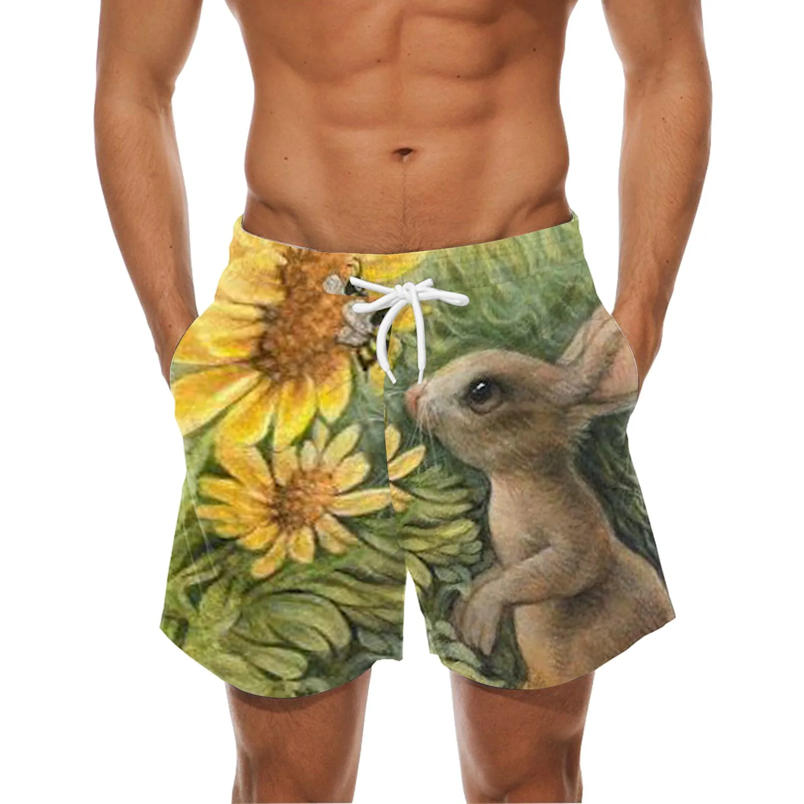 Mens 3d Easter Eggs Printing Pocket Shorts Spring Men Trunks Swim Summer Beach Short Pants Clothing Swimwear Swimsuits Sunday