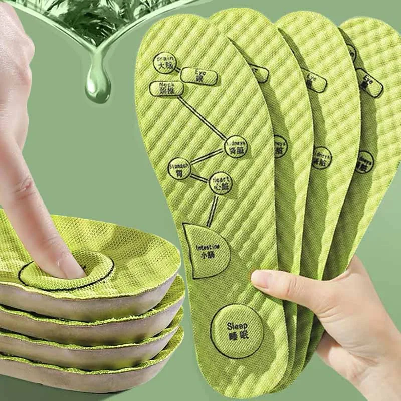 3D Foot Acupressure Insole Men Women Soft Breathable Sports Running Cushion Inserts Sweat-absorbing Deodorant Insole Shoe Pads