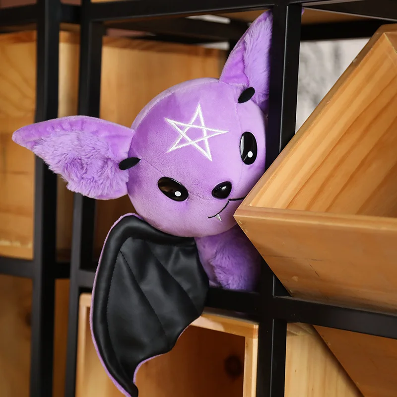 Freeshipping Dark Series Cartoon Plush Bat Toys Cute Moon Stuffed Gothic Rock Style Bag Halloween Home Decor Christmas Gift Doll