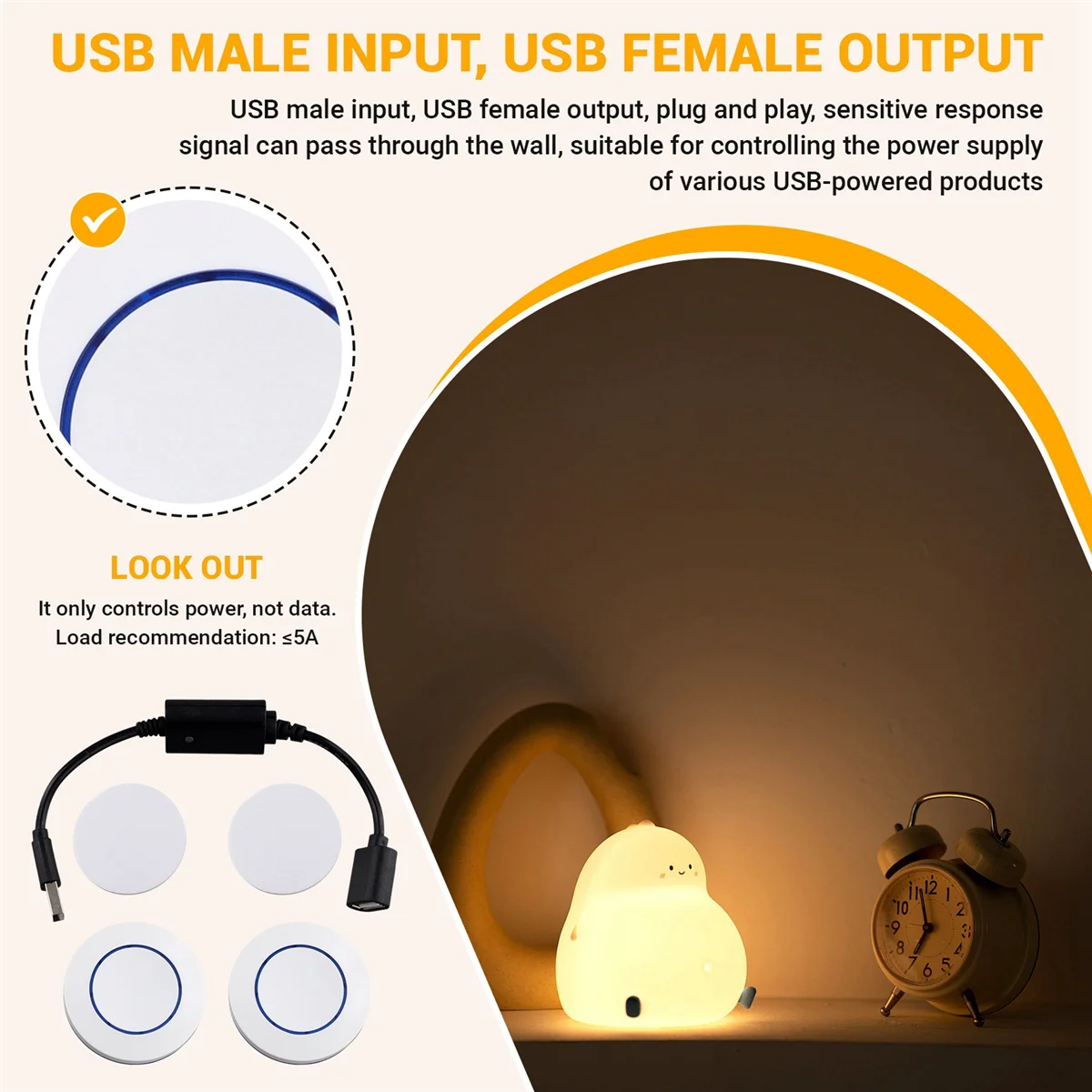 DC 5V Wireless RF Remote Control Switch Driver Power on OFF for USB LED Light Strip Reading Lamp Light Fan Toggle Model