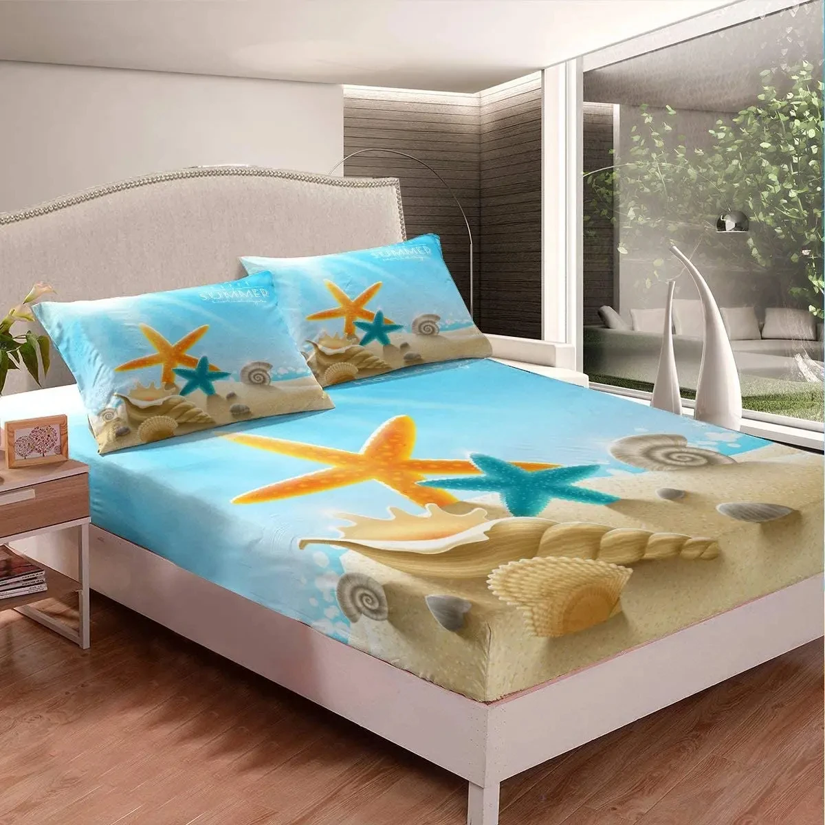 Beach Theme Fitted Sheet Seash - Fitted Bed Sheets Deep Pocket ulasan dan harga